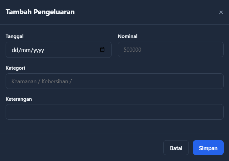 Form Tambah Pengeluaran